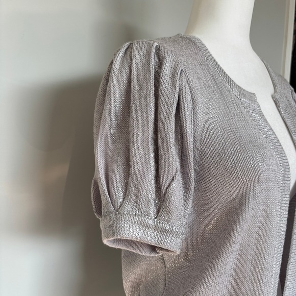 Line The Label Women's Size Medium Cardigan Gray Metallic Knit Office Chic - Picture 9 of 9